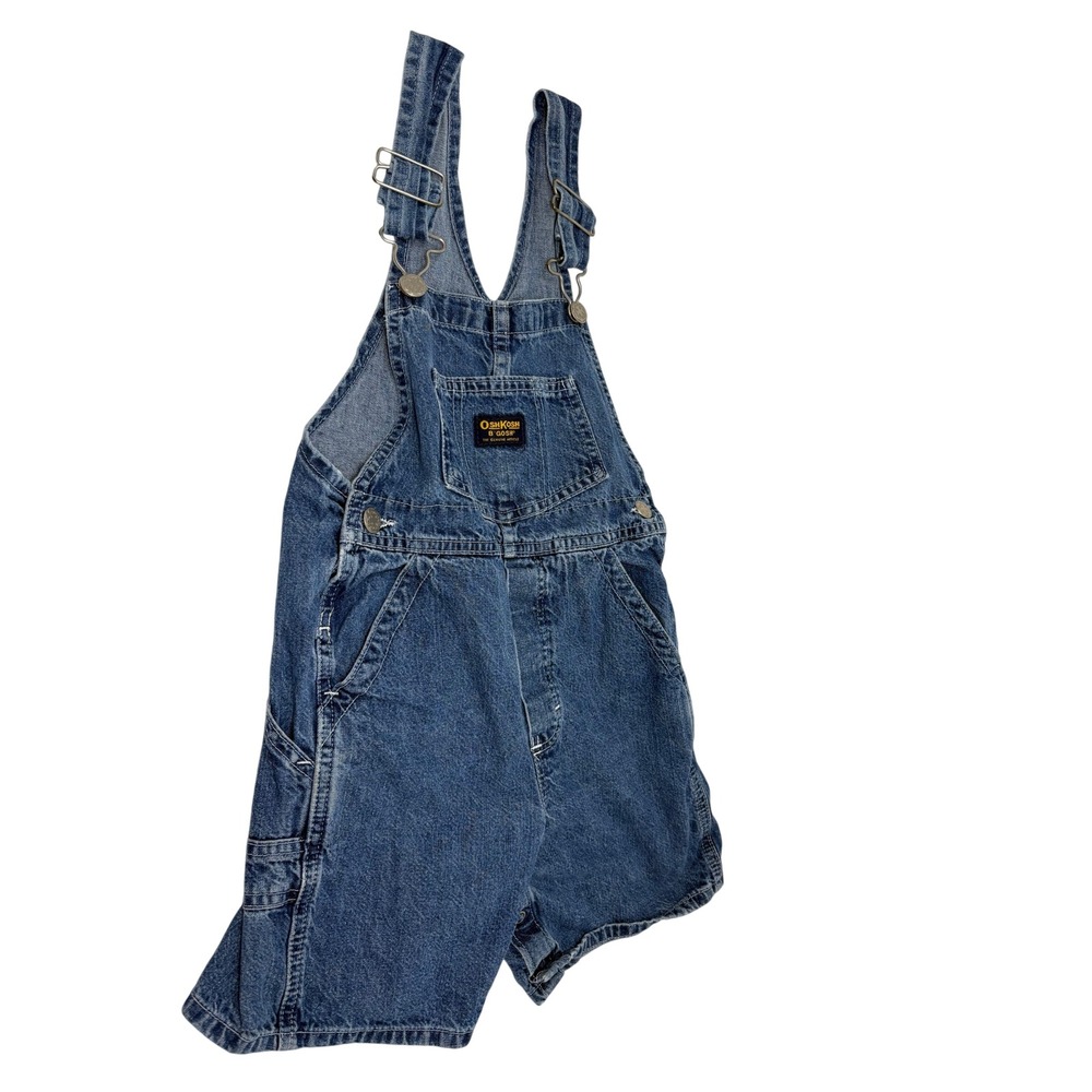 OshKosh B'gosh Kids Blue Denim Shortalls Overalls Medium Wash 100% Cotton 4T